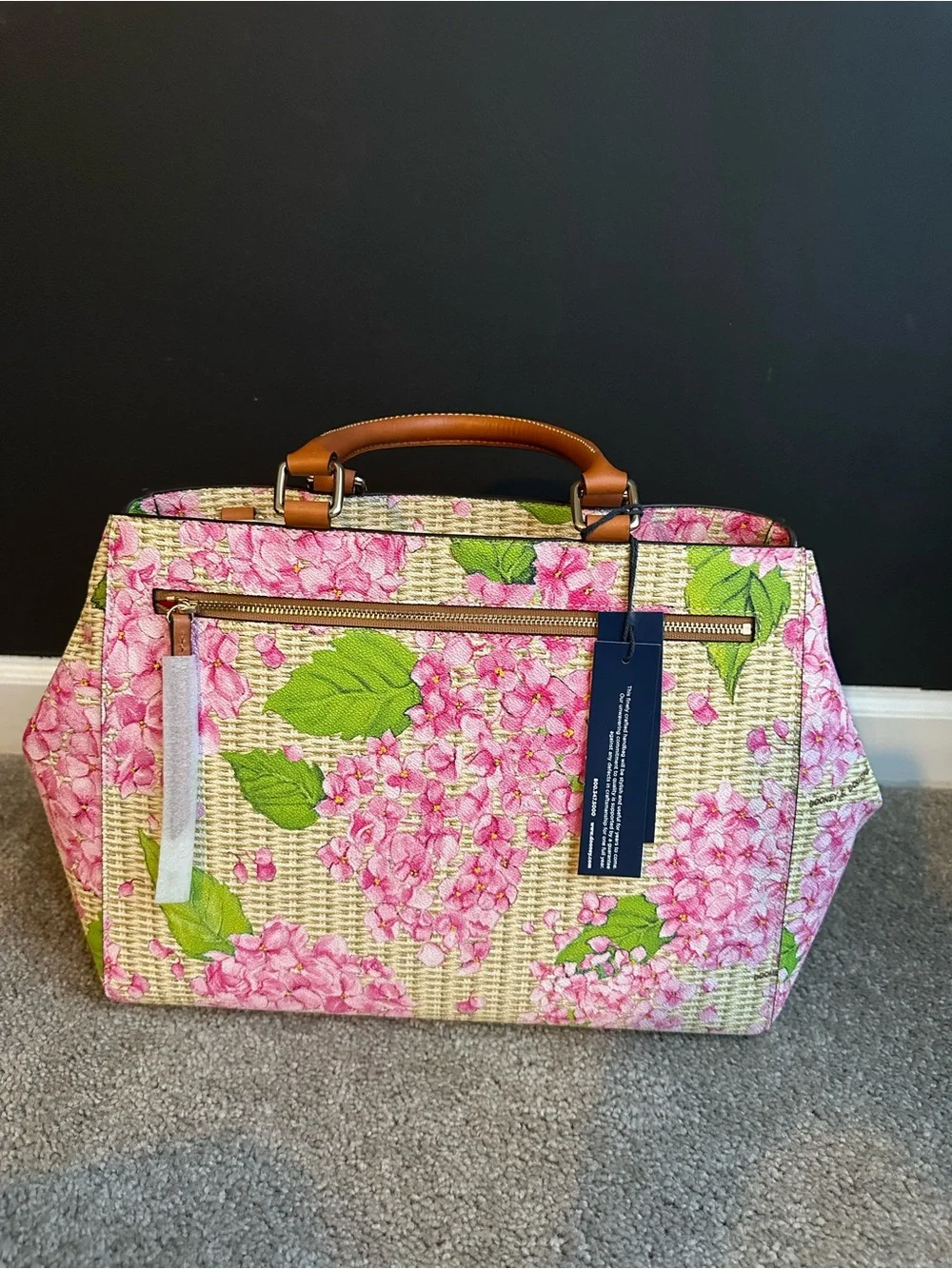Dooney & Bourke Hydrangea Basketweave Zip Satchel Pink